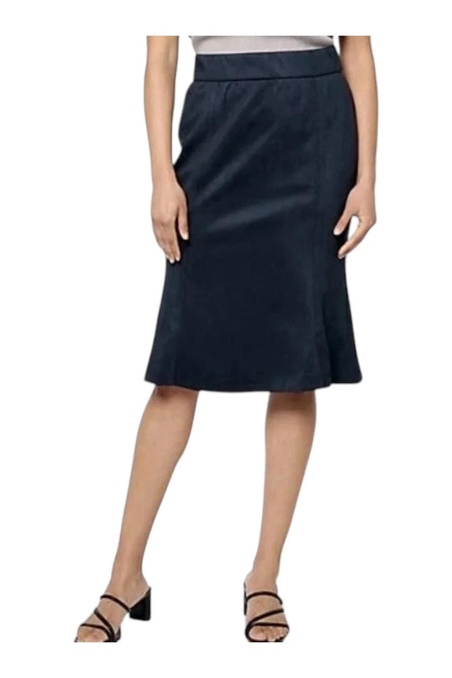 Isaac Mizrahi Live! Women's Estate Faux Suede Skirt Pitch Black - Petite